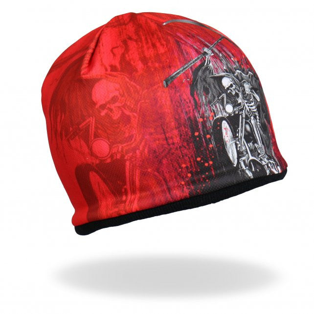 Hot Leathers Sublimated Death Rider w/ Motorcycle & Reaper Beanie 3D Art Beanie Sublimated - Tophatter Daily Deals