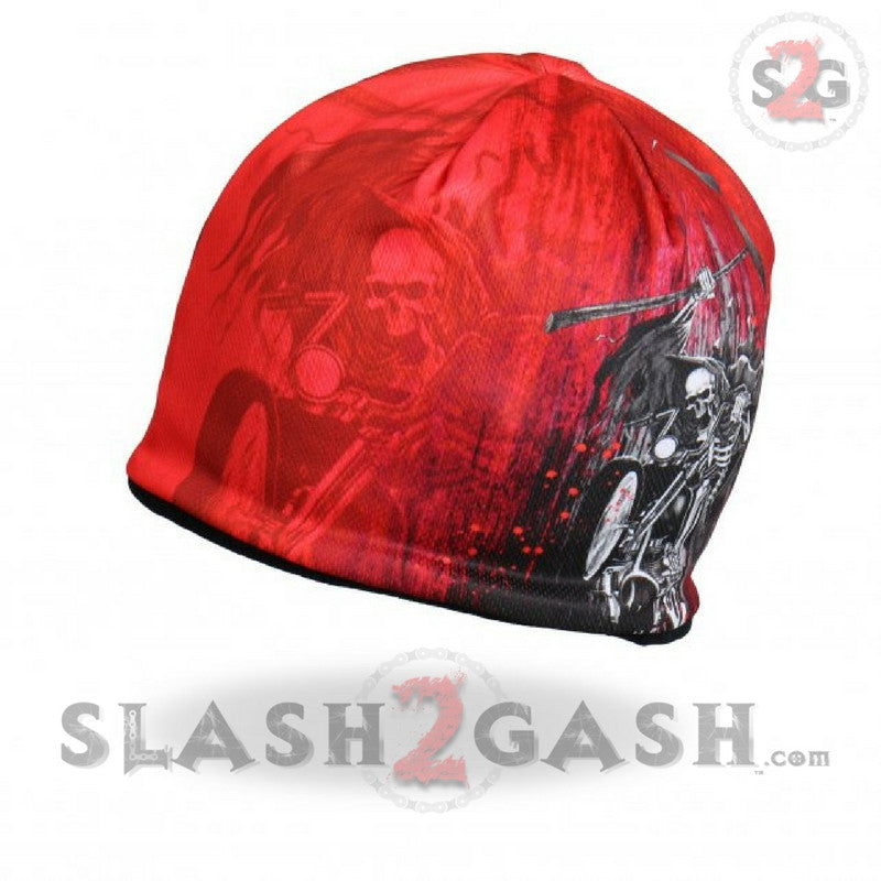 Hot Leathers Sublimated Death Rider w/ Motorcycle & Reaper Beanie 3D Art Beanie Sublimated - Tophatter Daily Deals