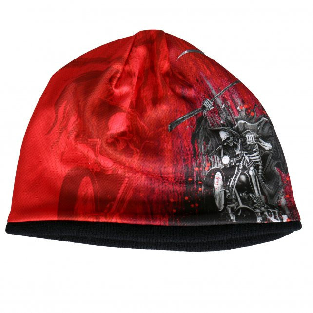 Hot Leathers Sublimated Death Rider w/ Motorcycle & Reaper Beanie 3D Art Beanie Sublimated - Tophatter Daily Deals