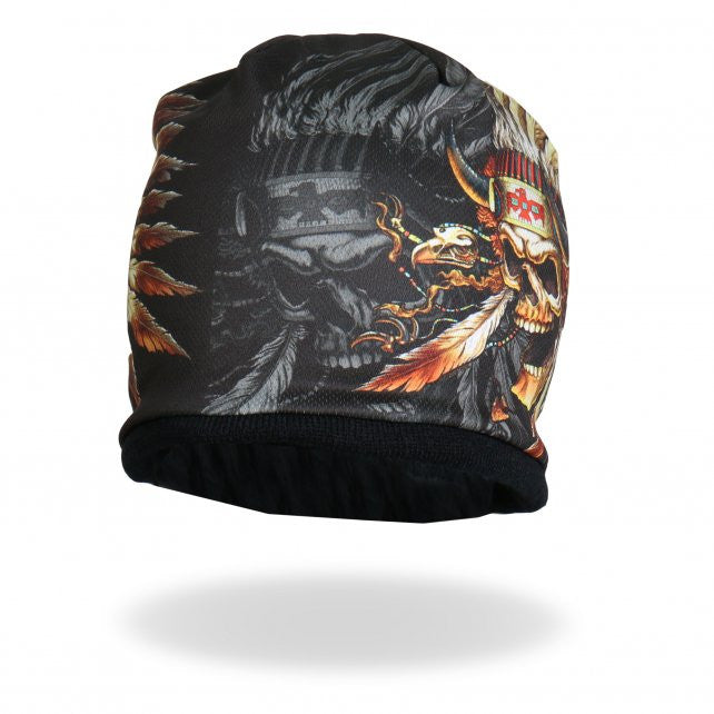 Hot Leathers Sublimated Indian Skull w/ Ghost Beanie 3D Art Beanie Sublimated - Tophatter Daily Deals
