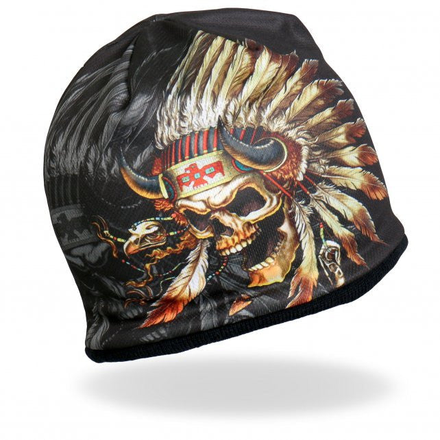 Hot Leathers Sublimated Indian Skull w/ Ghost Beanie 3D Art Beanie Sublimated - Tophatter Daily Deals