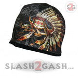 Hot Leathers Sublimated Indian Skull w/ Ghost Beanie 3D Art Beanie Sublimated - Tophatter Daily Deals