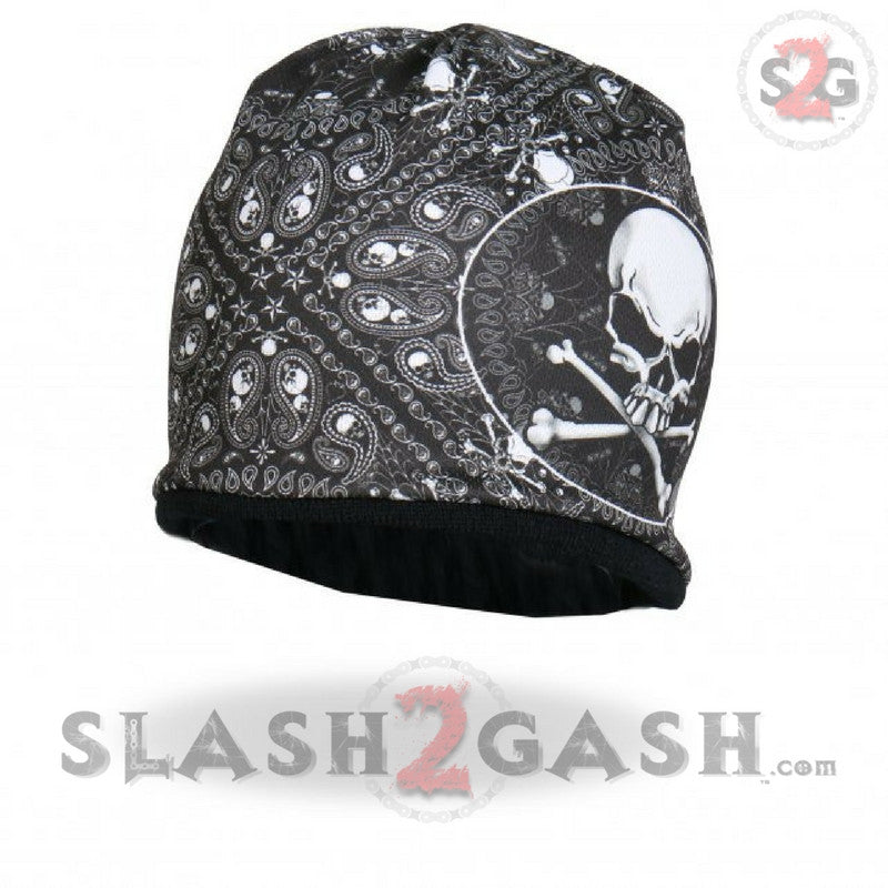 Hot Leathers Sublimated Paisley Skull & Crossbones Beanie 3D Art Beanie Sublimated - Tophatter Daily Deals