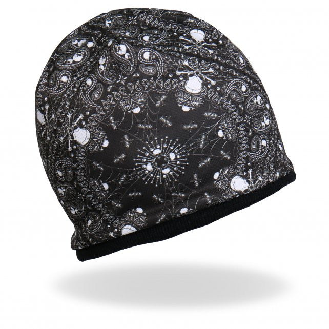 Hot Leathers Sublimated Paisley Skull & Crossbones Beanie 3D Art Beanie Sublimated - Tophatter Daily Deals