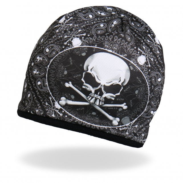 Hot Leathers Sublimated Paisley Skull & Crossbones Beanie 3D Art Beanie Sublimated - Tophatter Daily Deals