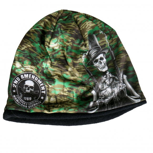 Hot Leathers Sublimated Stovepipe Shotgun Camo Skull Beanie 3D Art Beanie Sublimated - Tophatter Daily Deals