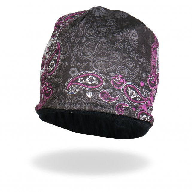 Hot Leathers Sublimated Sugar Paisley 2 Ladies Skull Beanie 3D Art Beanie Sublimated - Tophatter Daily Deals