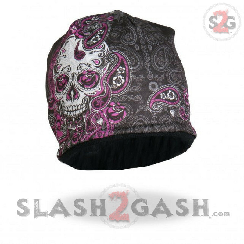 Hot Leathers Sublimated Sugar Paisley 2 Ladies Skull Beanie 3D Art Beanie Sublimated - Tophatter Daily Deals