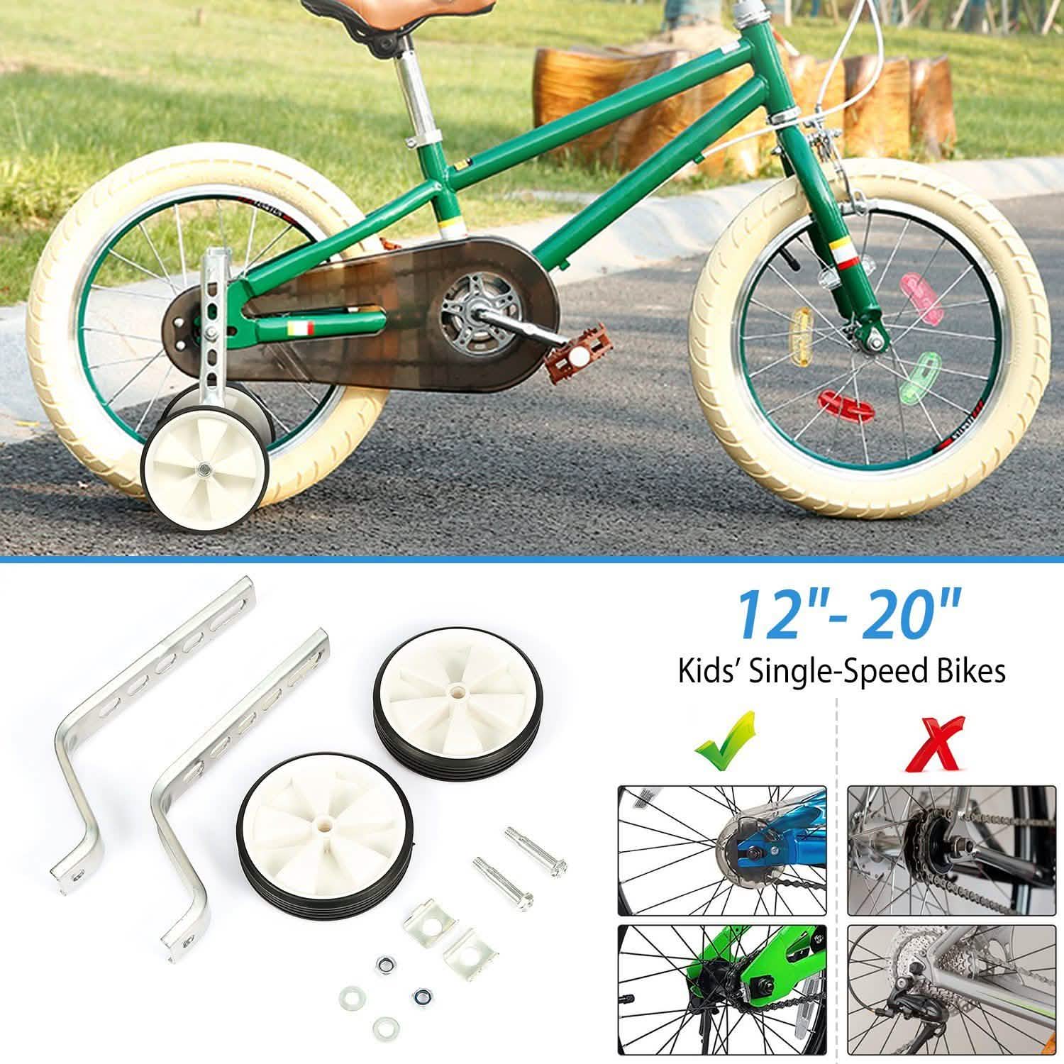 Kids Bicycle Training Wheels Adjustable for 12"-20" Bike Outdoor Recreation - Tophatter Daily Deals
