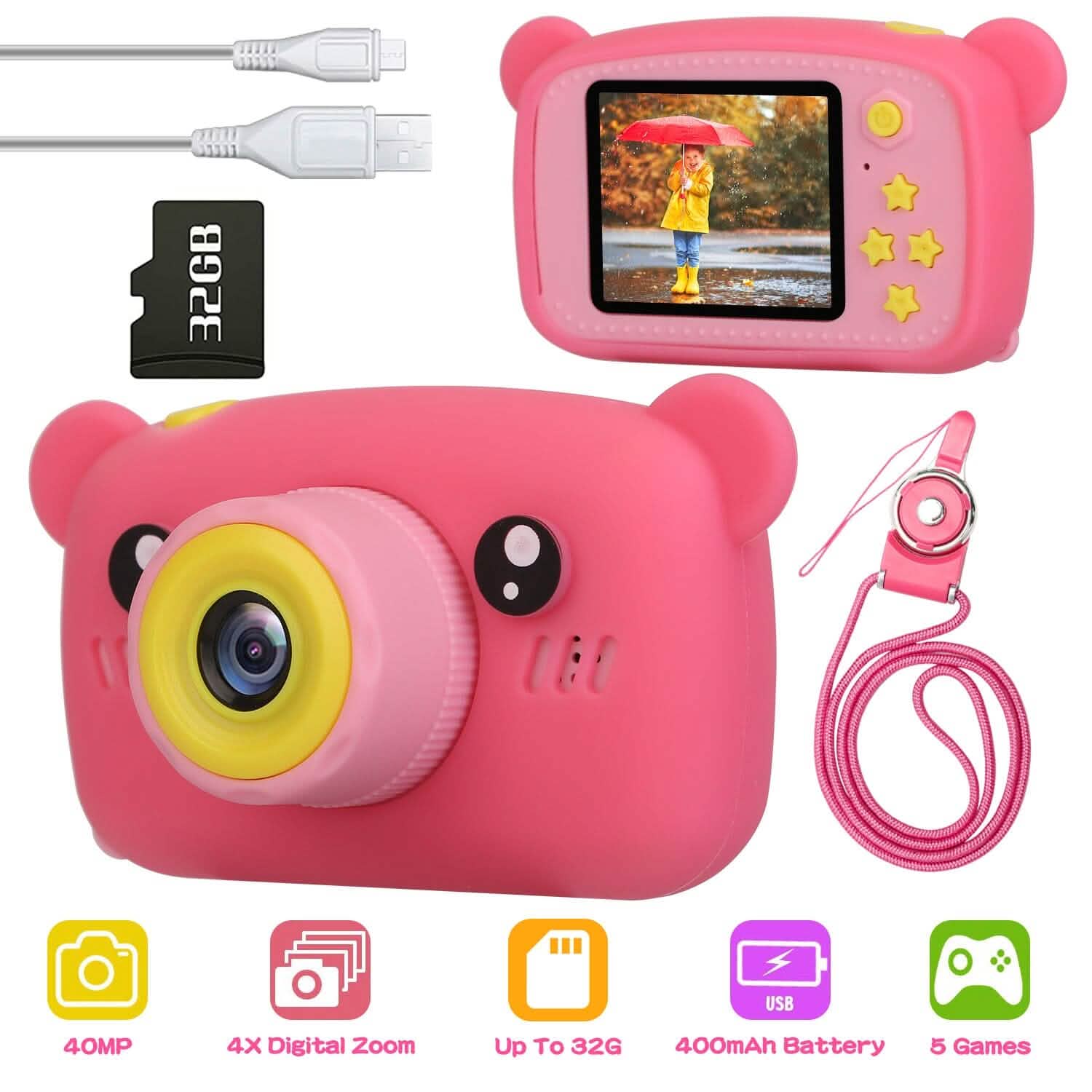 Kids Digital Camera with 2" Screen 4x Digital Zoom Toys & Games - Tophatter Daily Deals