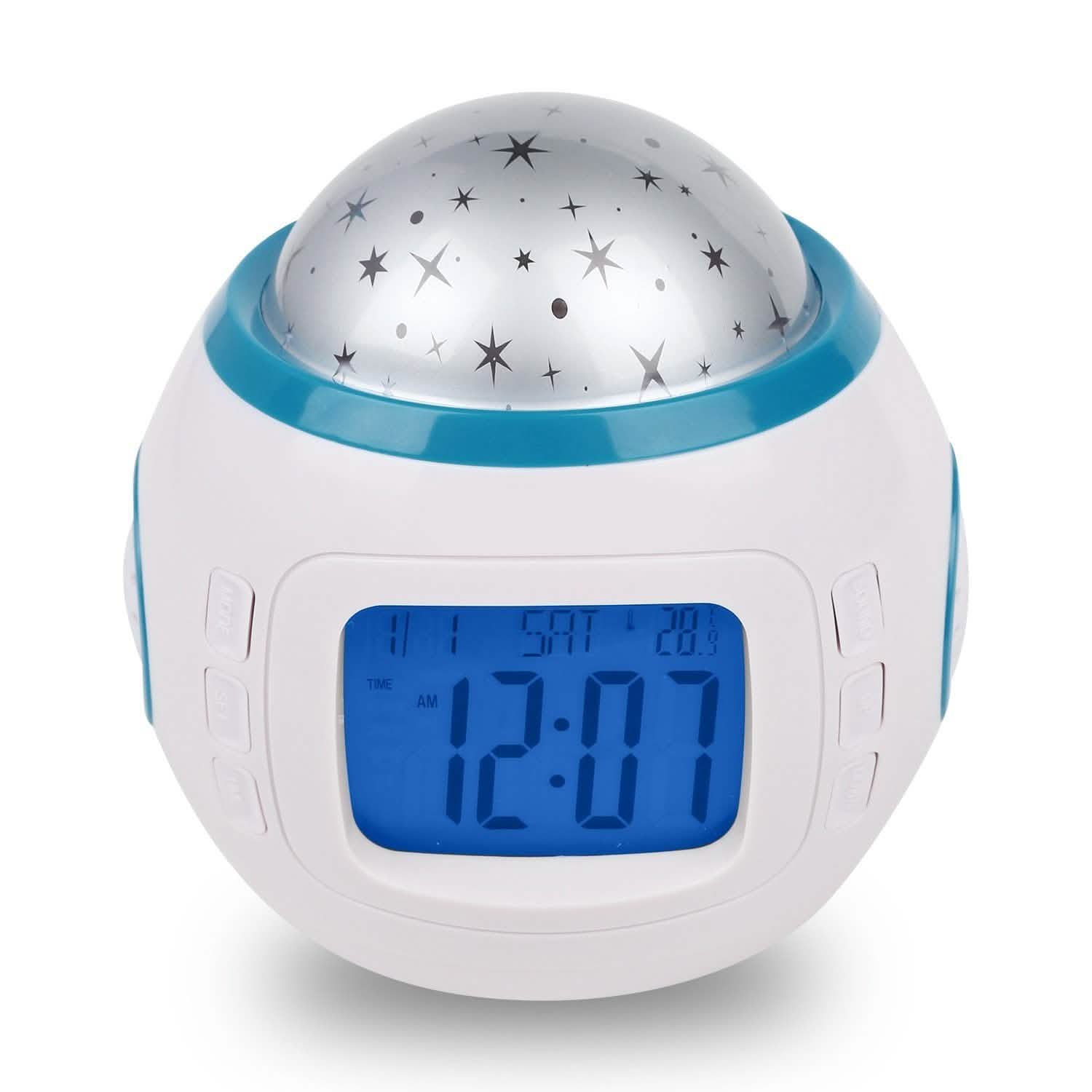 Kids Music Star Sky LED Projection Lamp Digital Alarm Clock Indoor Lighting - Tophatter Daily Deals