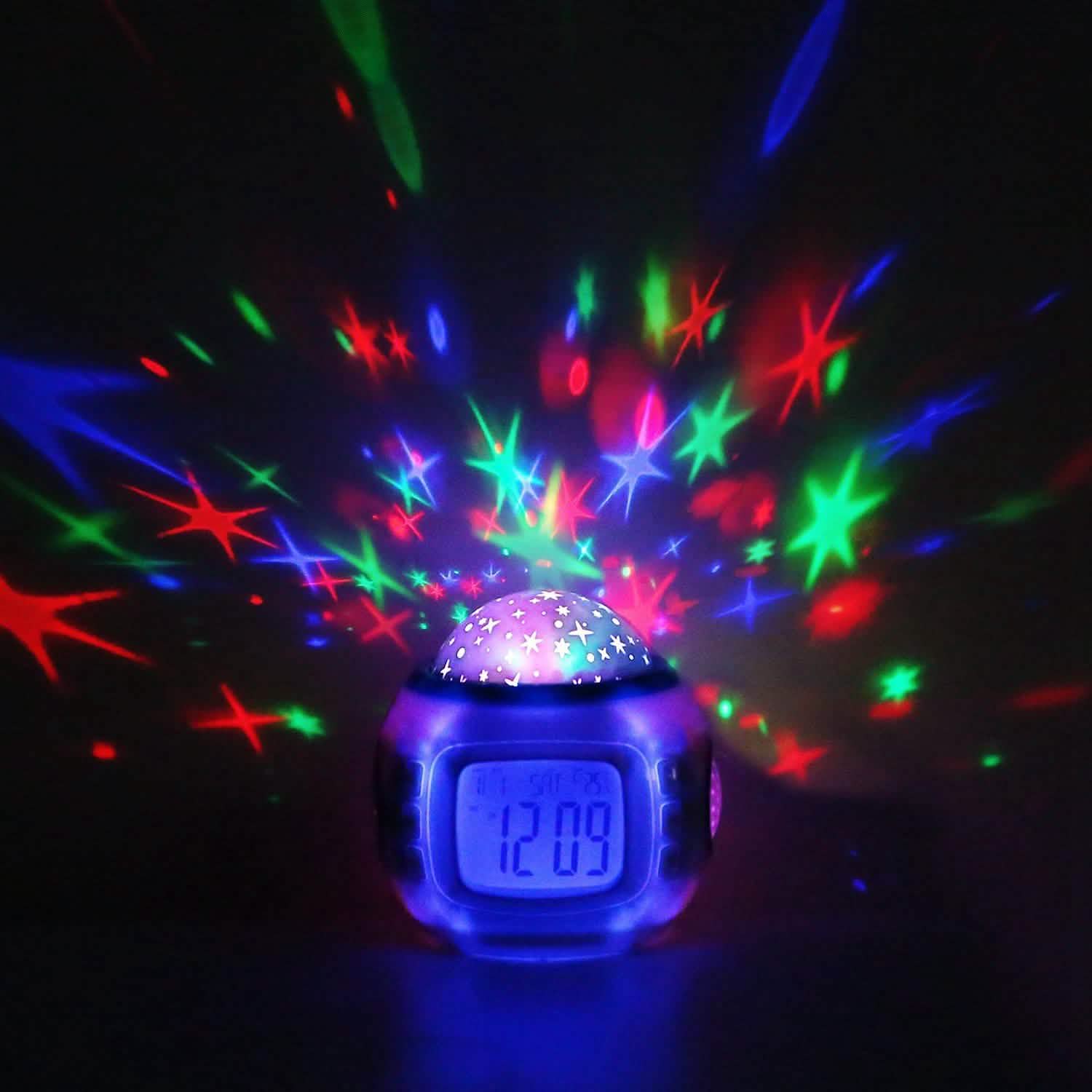Kids Music Star Sky LED Projection Lamp Digital Alarm Clock Indoor Lighting - Tophatter Daily Deals