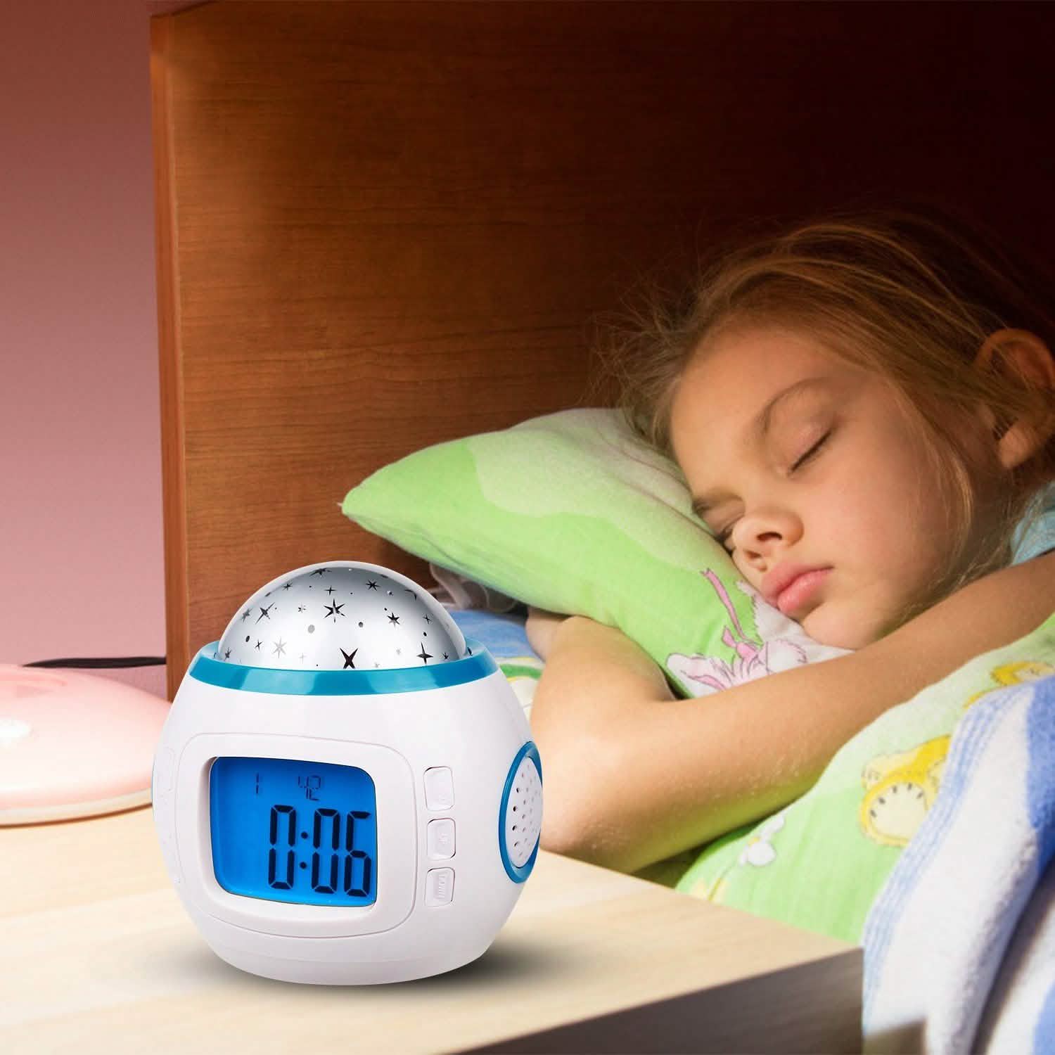 Kids Music Star Sky LED Projection Lamp Digital Alarm Clock Indoor Lighting - Tophatter Daily Deals