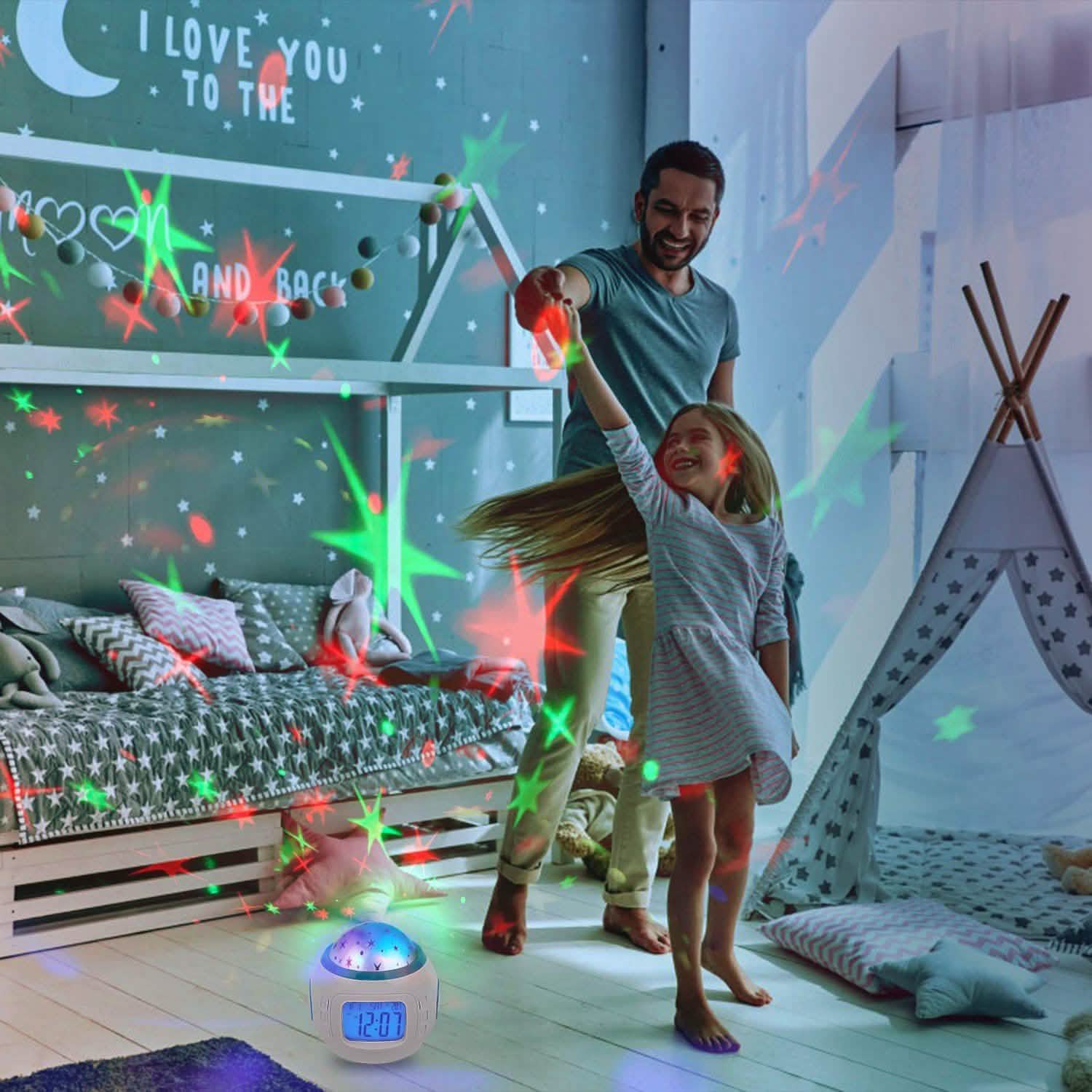 Kids Music Star Sky LED Projection Lamp Digital Alarm Clock Indoor Lighting - Tophatter Daily Deals