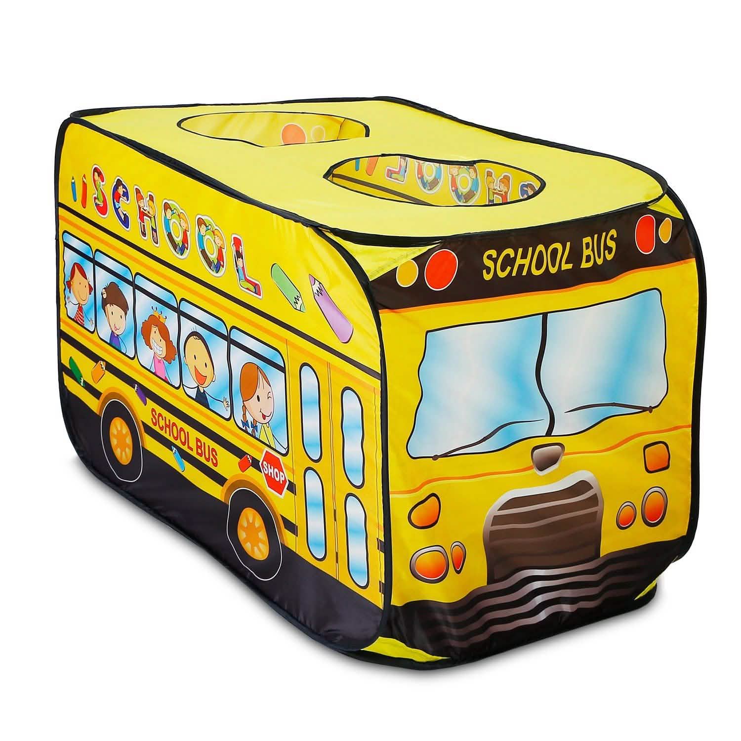 Kids Play Tent Foldable Pop Up School Bus Toys & Games - Tophatter Daily Deals