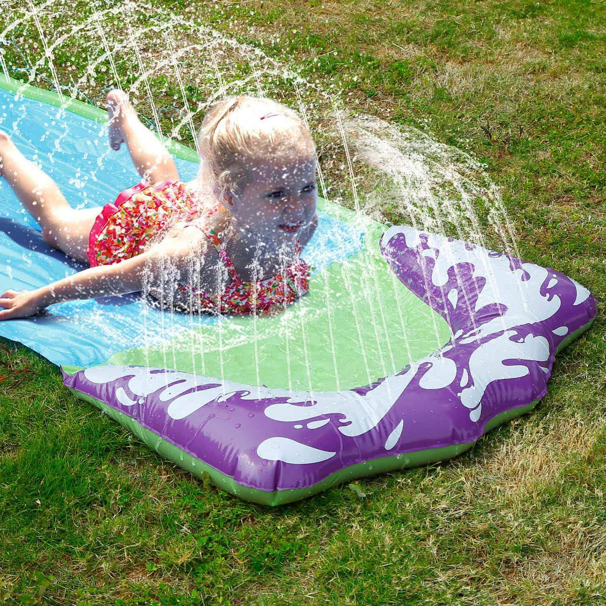 Kids Single Water Slide Lawn Surfing Racing Lane Slip Splash Spray Sprinkler Outdoor Recreation - Tophatter Daily Deals