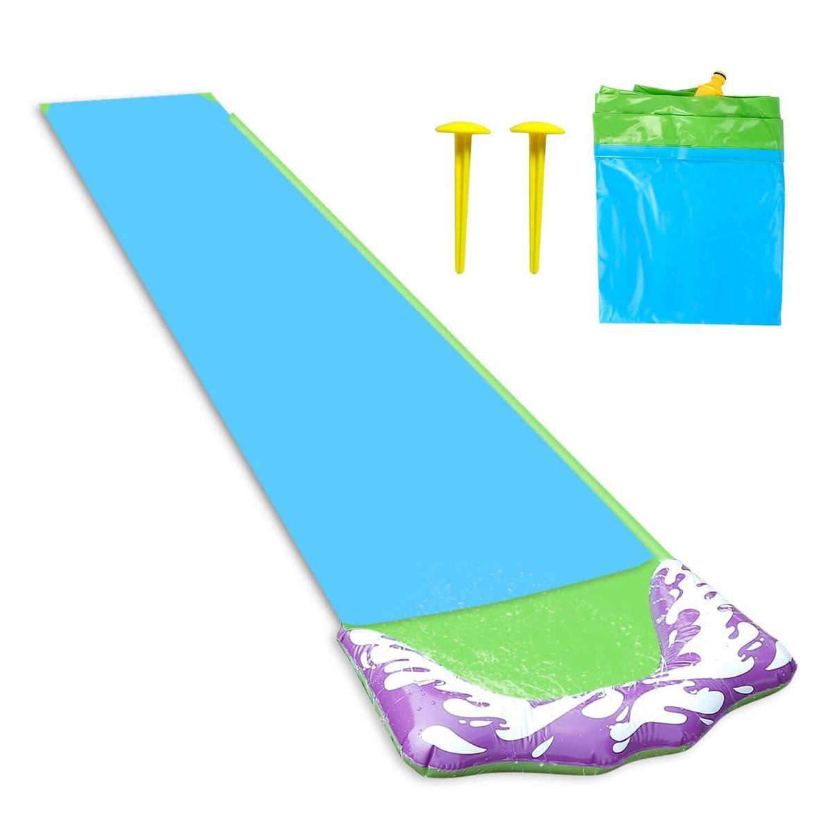Kids Single Water Slide Lawn Surfing Racing Lane Slip Splash Spray Sprinkler Outdoor Recreation - Tophatter Daily Deals