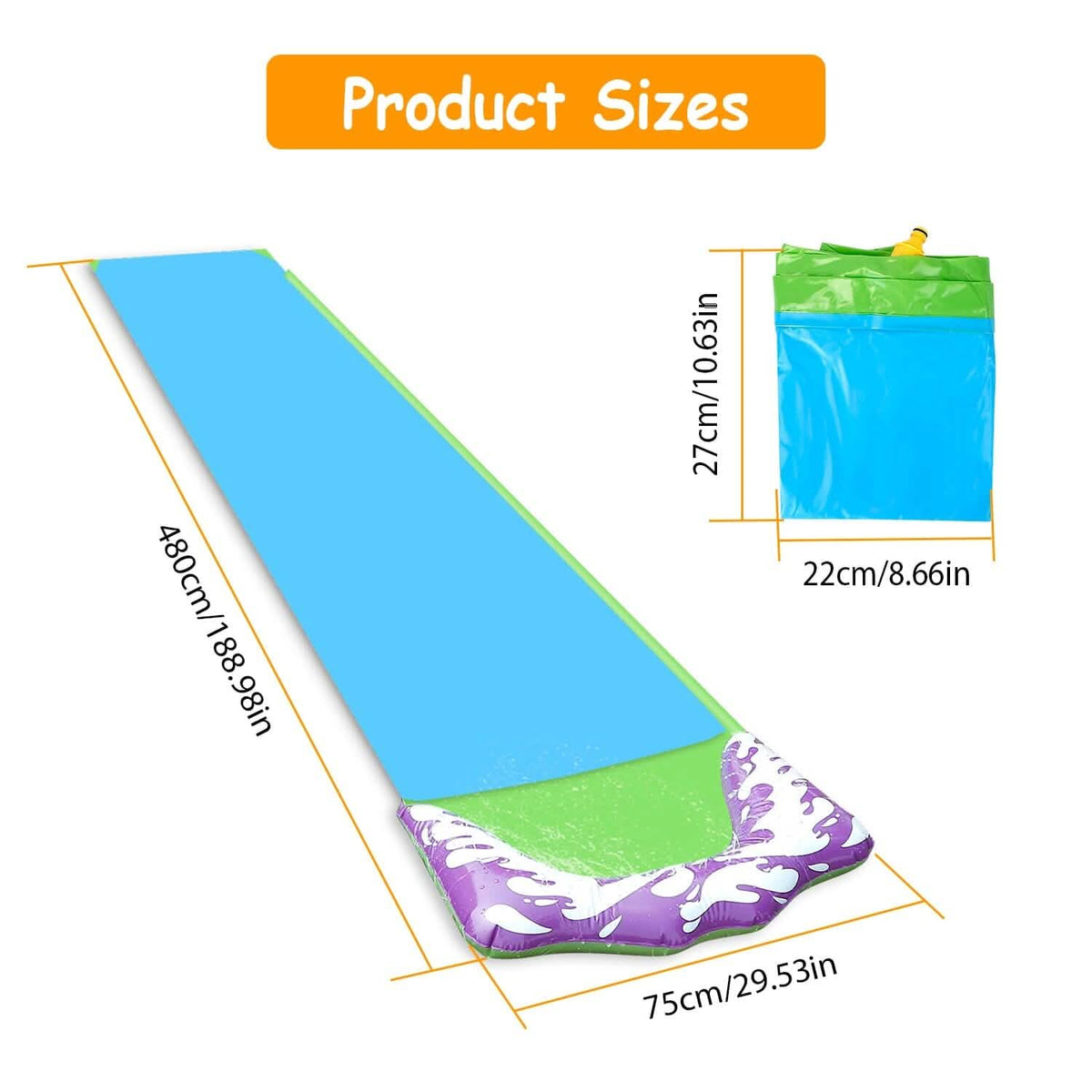 Kids Single Water Slide Lawn Surfing Racing Lane Slip Splash Spray Sprinkler Outdoor Recreation - Tophatter Daily Deals