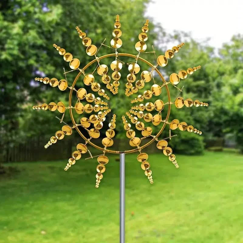 Kinetic Wind Sculptures & Spinners 3D Wind Spinner Wind Powered Wind Art Gold Garden & Patio - Tophatter Daily Deals