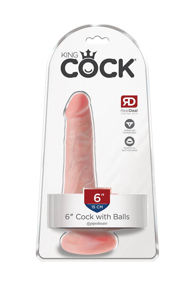 Pipedream - King Cock - Realistic Dildo with Balls - 6 inch - Beige Sex Toy - Tophatter Daily Deals