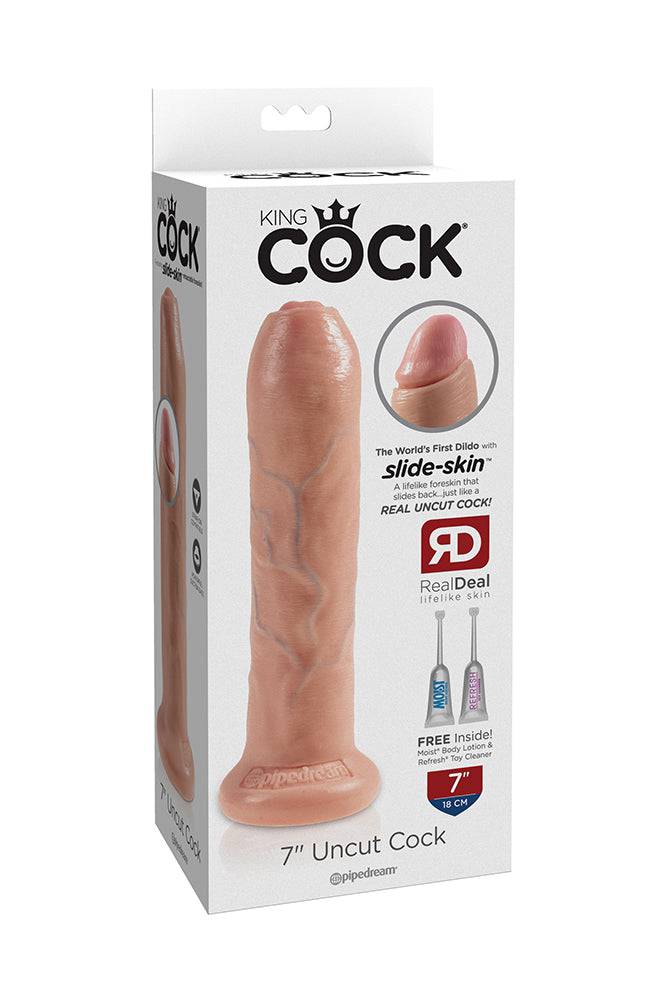 Pipedream - King Cock - Uncut Cock Realistic Dildo - 7 inch - Beige Sex Toy - Tophatter Daily Deals