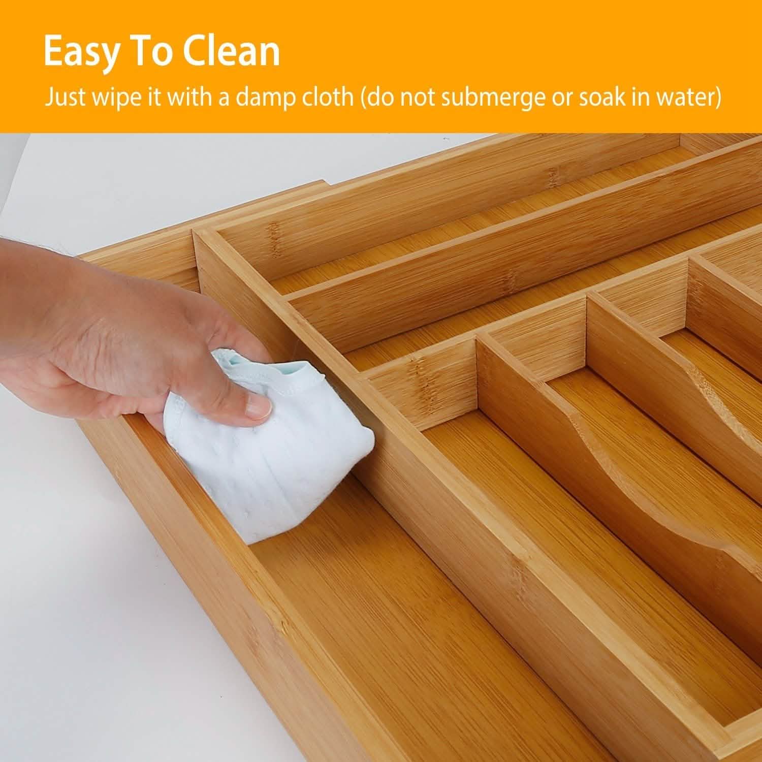 Kitchen Bamboo Expandable Cutlery Utensil Drawer Organizer Kitchen Storage - Tophatter Daily Deals