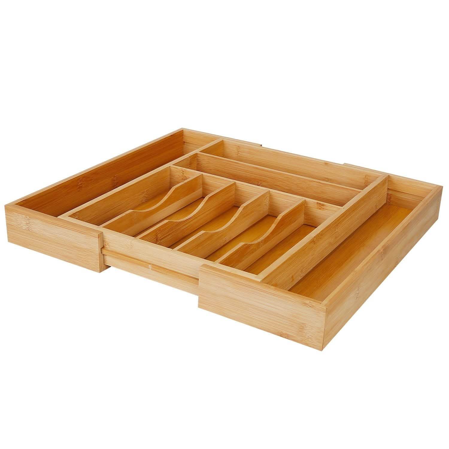 Kitchen Bamboo Expandable Cutlery Utensil Drawer Organizer Kitchen Storage - Tophatter Daily Deals