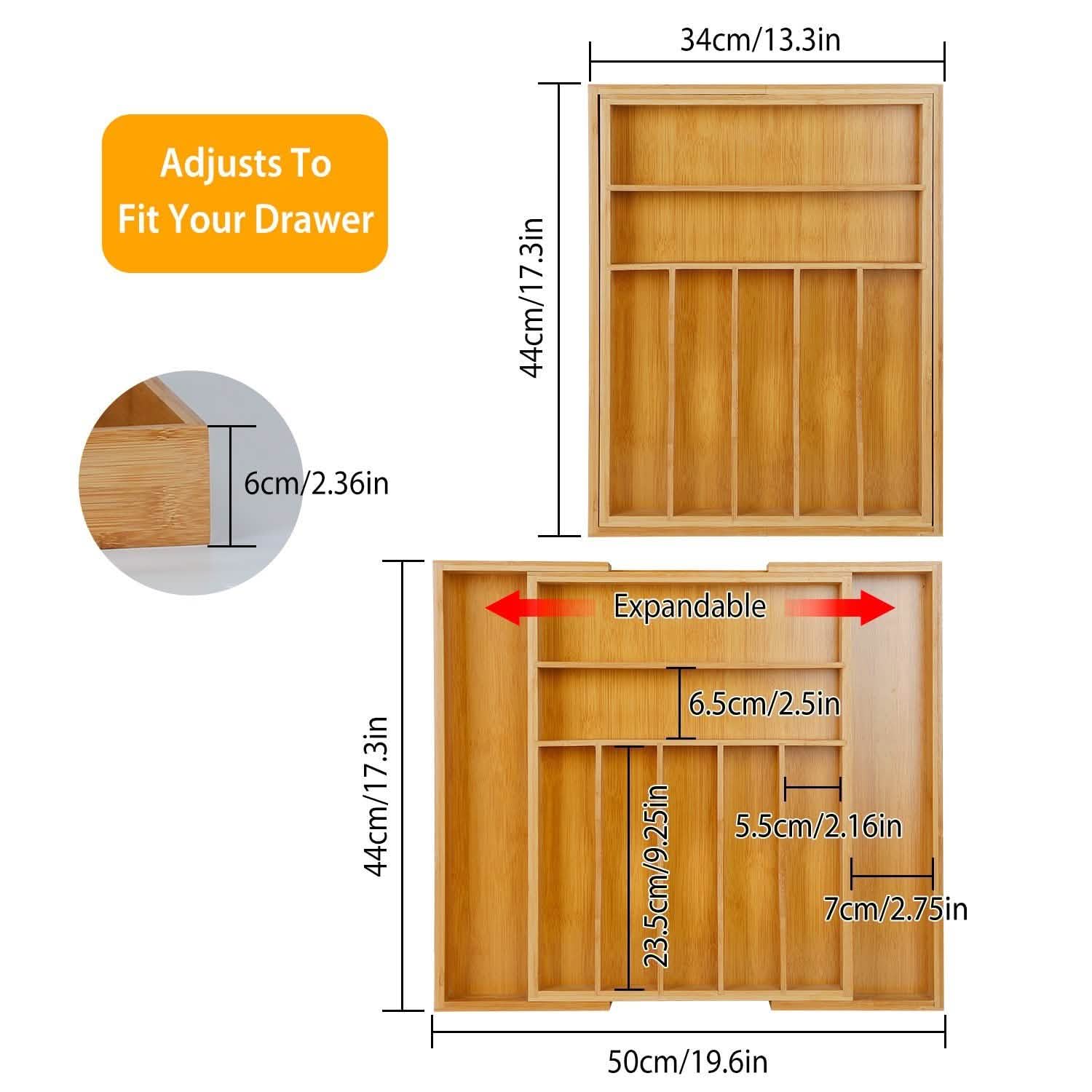 Kitchen Bamboo Expandable Cutlery Utensil Drawer Organizer Kitchen Storage - Tophatter Daily Deals