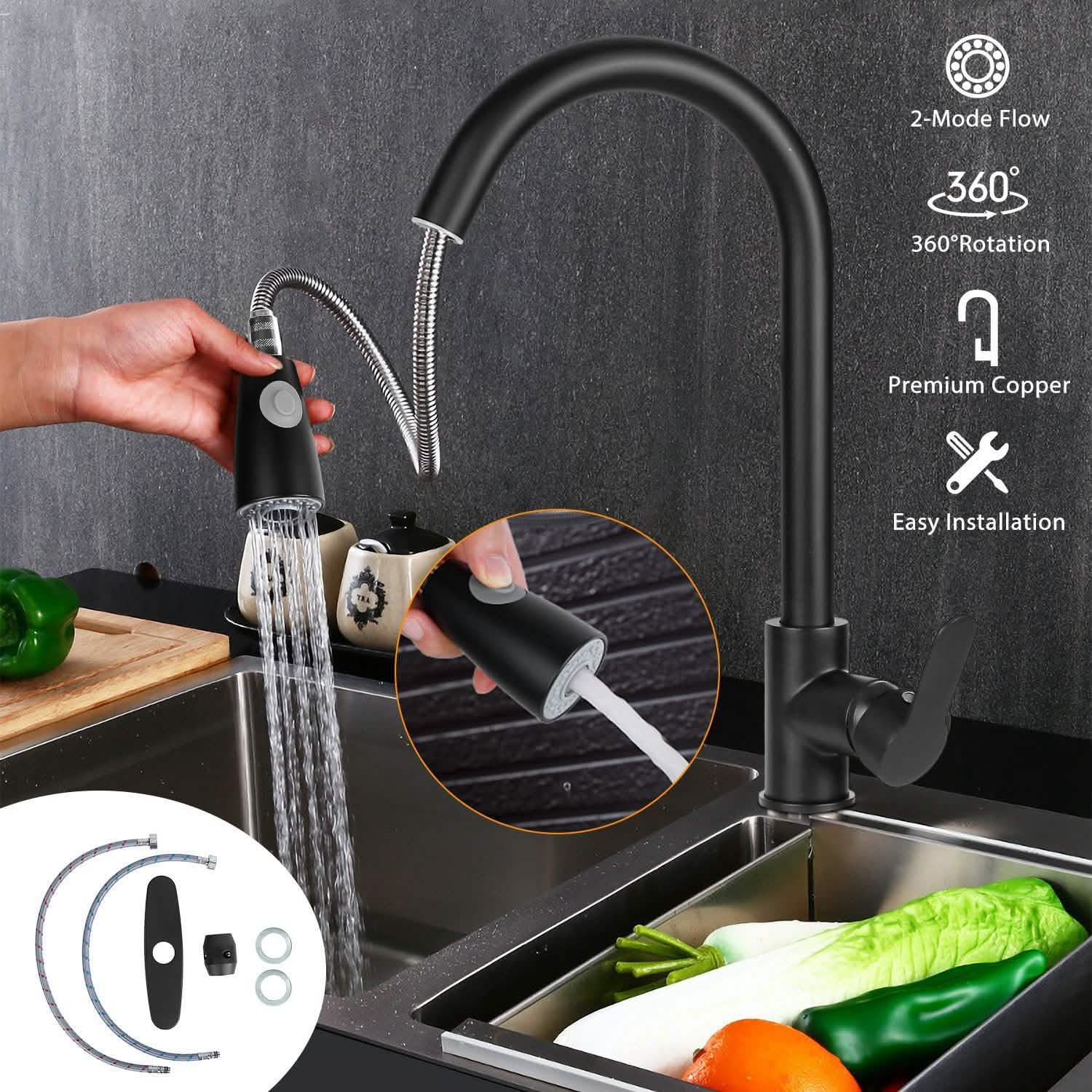 Kitchen Faucet Single Handle with Hot and Cold Control Home Improvement - Tophatter Daily Deals