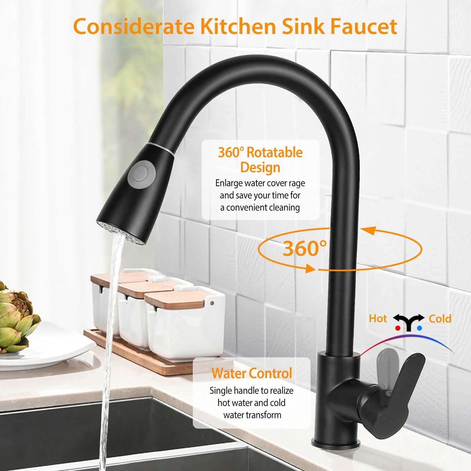 Kitchen Faucet Single Handle with Hot and Cold Control Home Improvement - Tophatter Daily Deals