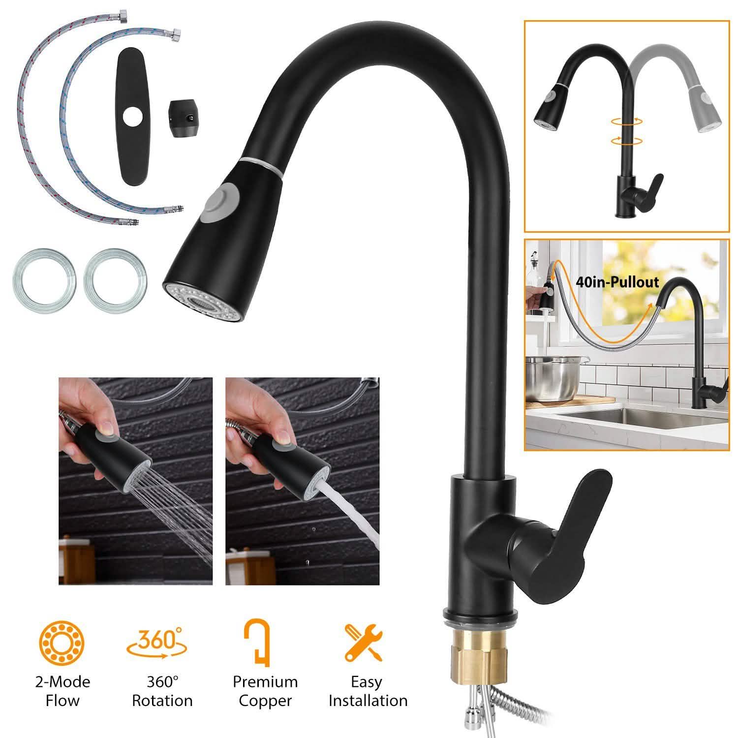 Kitchen Faucet Single Handle with Hot and Cold Control Home Improvement - Tophatter Daily Deals