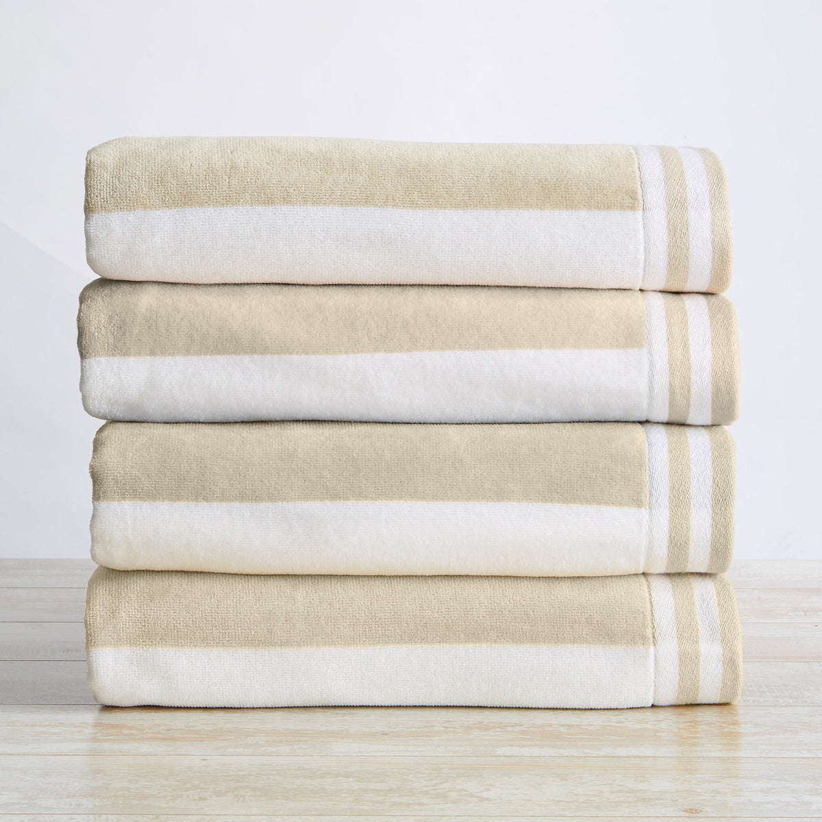 Striped Cabana Beach Towel - Edgartown Collection 4 Pack- 35" x 70" Linen Bath - Tophatter Daily Deals