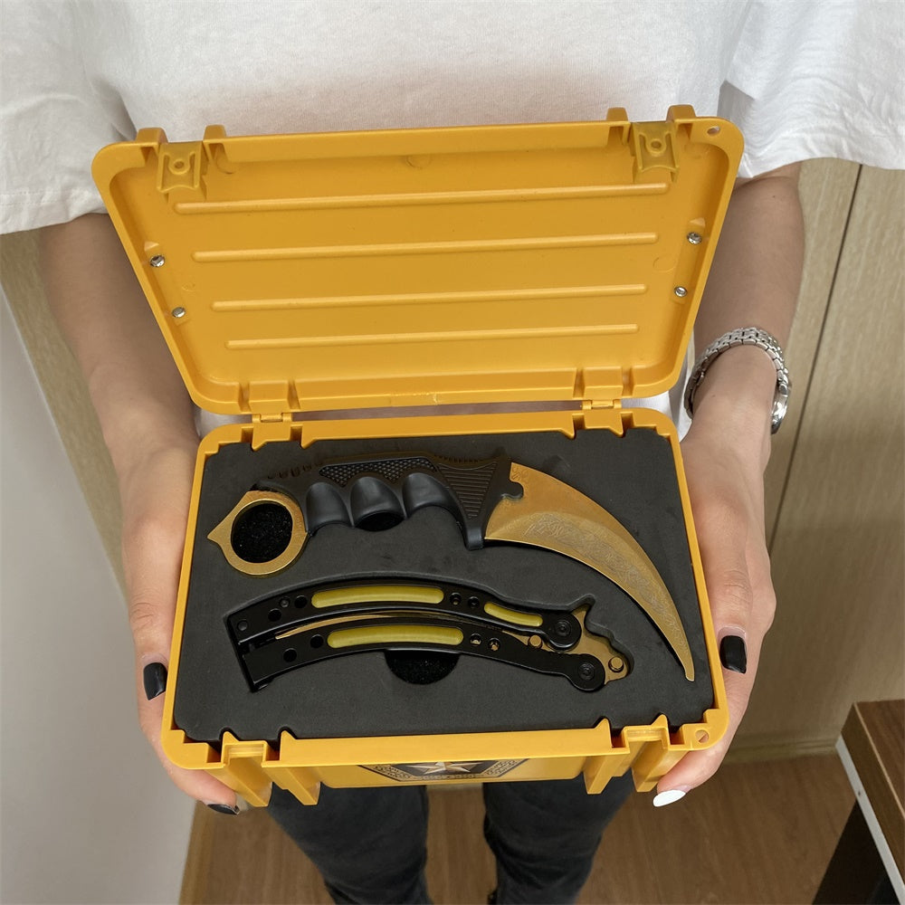 Lore Blunt Blade Karambit Trainer & Balisong Butterfly Knife Trainer 2 in 1 Pack Gift Box 2 Knife & Case - Tophatter Daily Deals