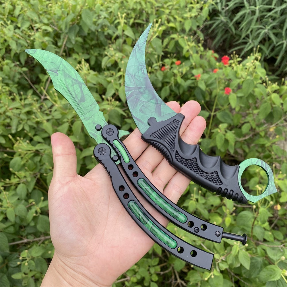 Fade Doppler Lore Case Hardened Gamma Case Balisong Karambit 2 in 1 Gift Box - Tophatter Daily Deals