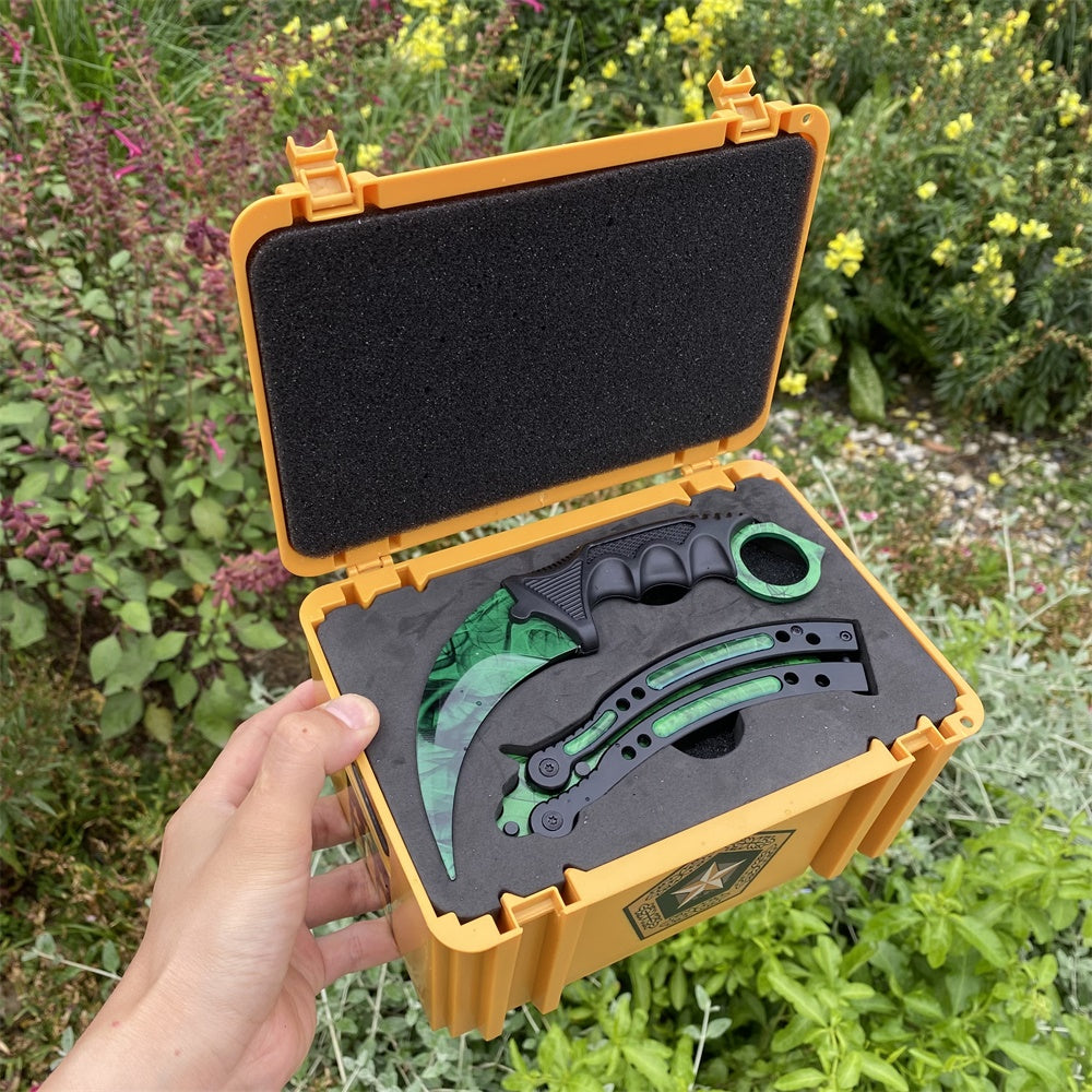 Fade Doppler Lore Case Hardened Gamma Case Balisong Karambit 2 in 1 Gift Box - Tophatter Daily Deals