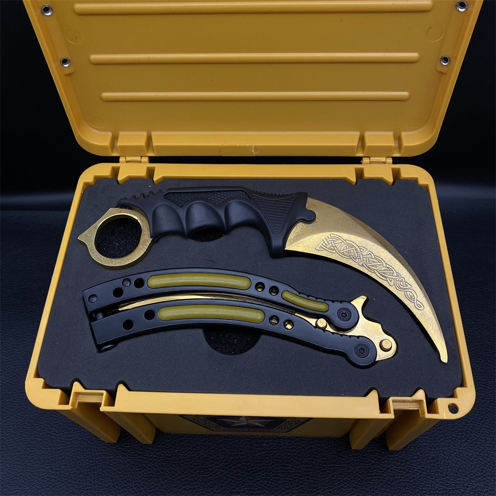 Lore Blunt Blade Karambit Trainer & Balisong Butterfly Knife Trainer 2 in 1 Pack Gift Box - Tophatter Daily Deals