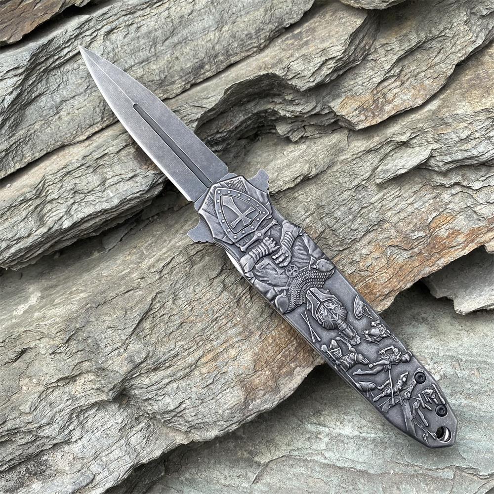 Crusades Knife Knights Templar Folding Knife Black - Tophatter Daily Deals