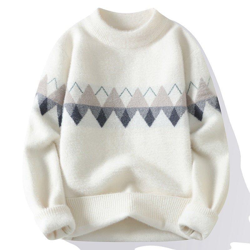Men Retro Round Neck Pullover Knit Sweater Men's Clothing - Tophatter Daily Deals
