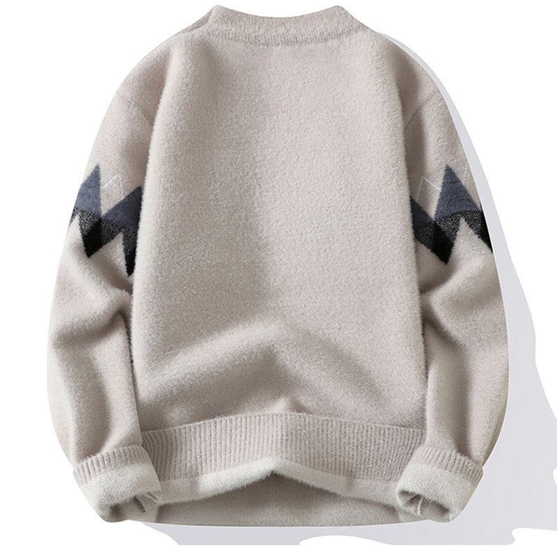 Men Retro Round Neck Pullover Knit Sweater Men's Clothing - Tophatter Daily Deals