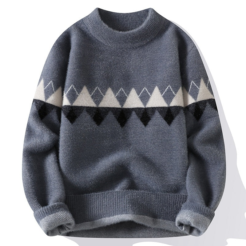 Men Retro Round Neck Pullover Knit Sweater Men's Clothing - Tophatter Daily Deals