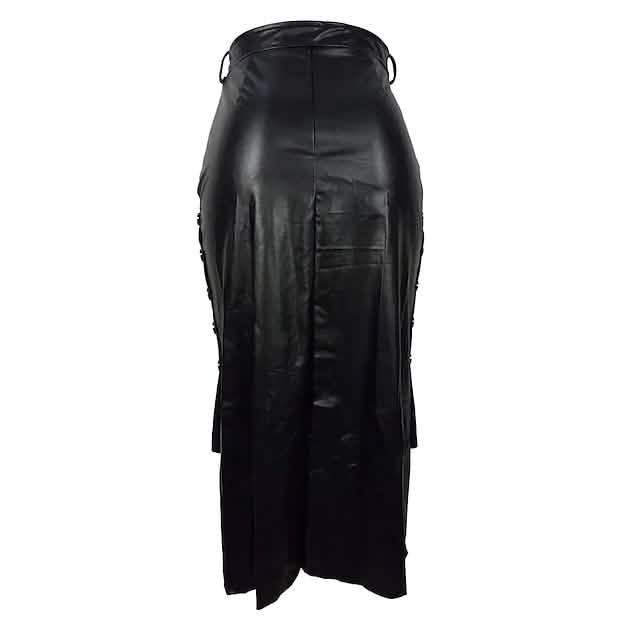 Knotted PU Leather Slit Skirt Women's Bottoms - Tophatter Daily Deals