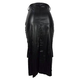 Knotted PU Leather Slit Skirt Women's Bottoms - Tophatter Daily Deals