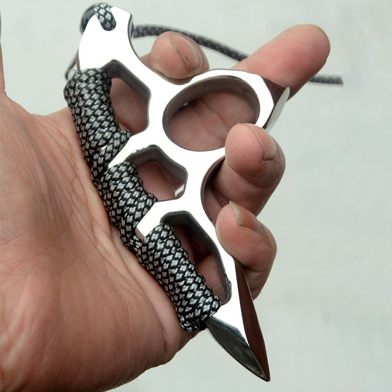 Polycarbon finger tiger self-defense EDC With binding rope Silver - Tophatter Daily Deals