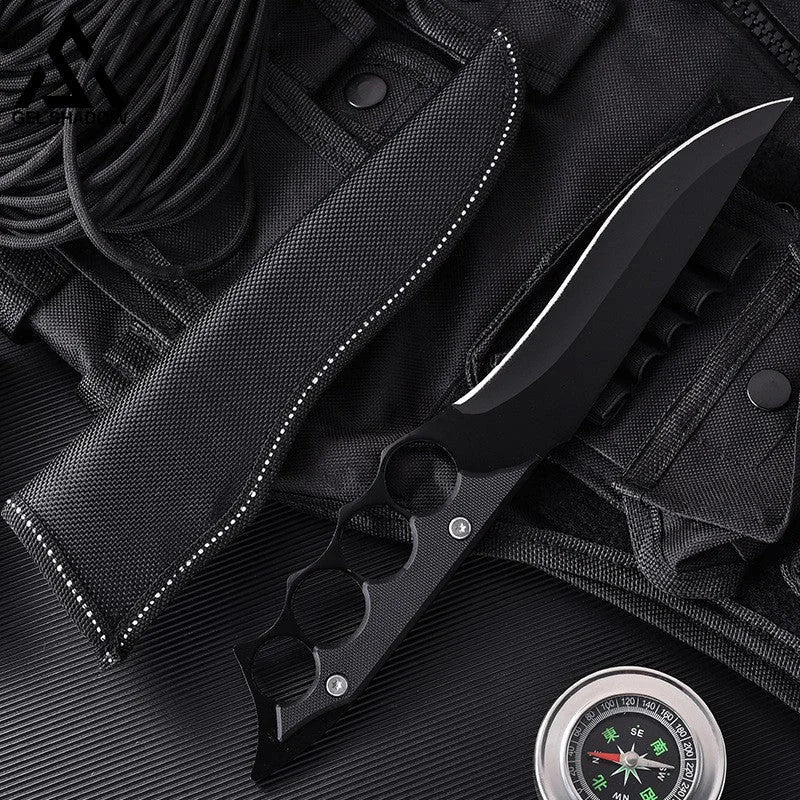 Knuckle Fixed blade Outdoor Survival Tactical Knives-GS119 Black Pocket Knives - Tophatter Daily Deals