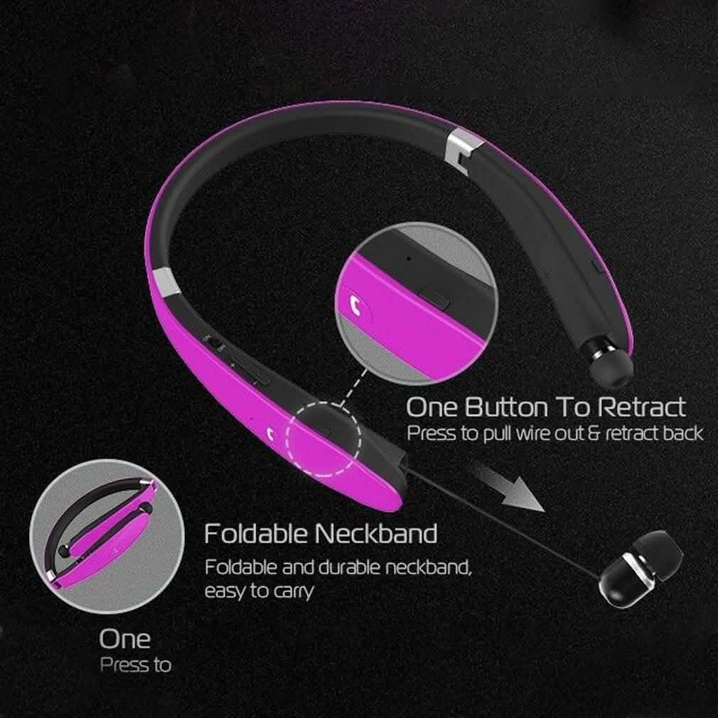 Kocaso Foldable Wireless Neckband Sweatproof Headset Headphones - Tophatter Daily Deals