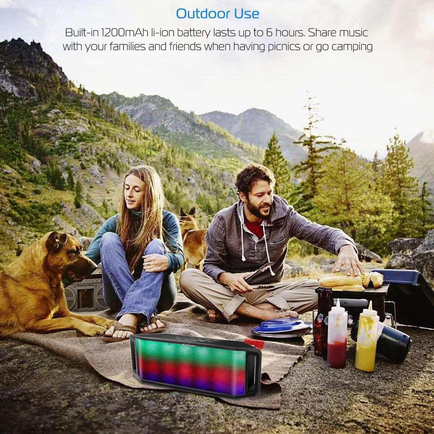 KOCASO LED Wireless Speaker Dynamic Multicolor Hands-Free Speakers - Tophatter Daily Deals