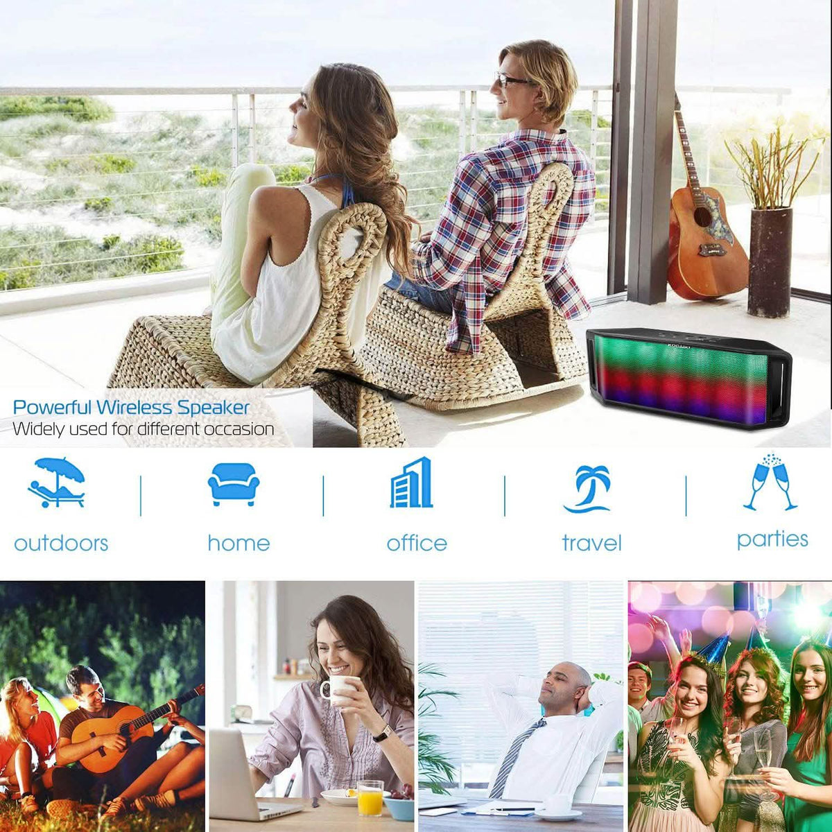 KOCASO LED Wireless Speaker Dynamic Multicolor Hands-Free Speakers - Tophatter Daily Deals