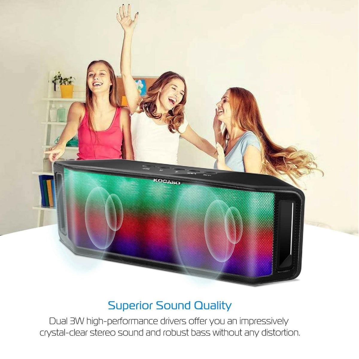 KOCASO LED Wireless Speaker Dynamic Multicolor Hands-Free Speakers - Tophatter Daily Deals