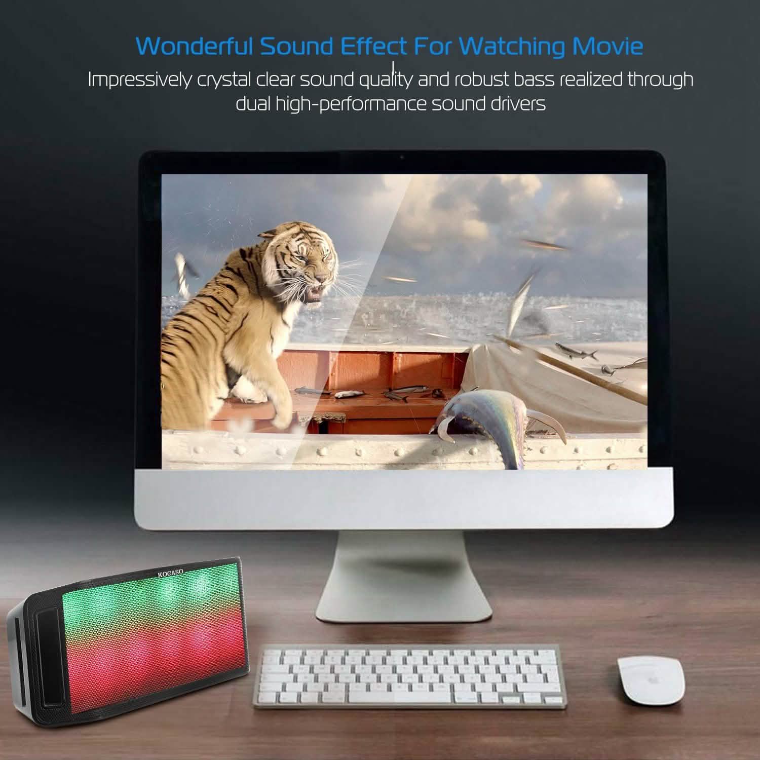 KOCASO LED Wireless Speaker Dynamic Multicolor Hands-Free Speakers - Tophatter Daily Deals