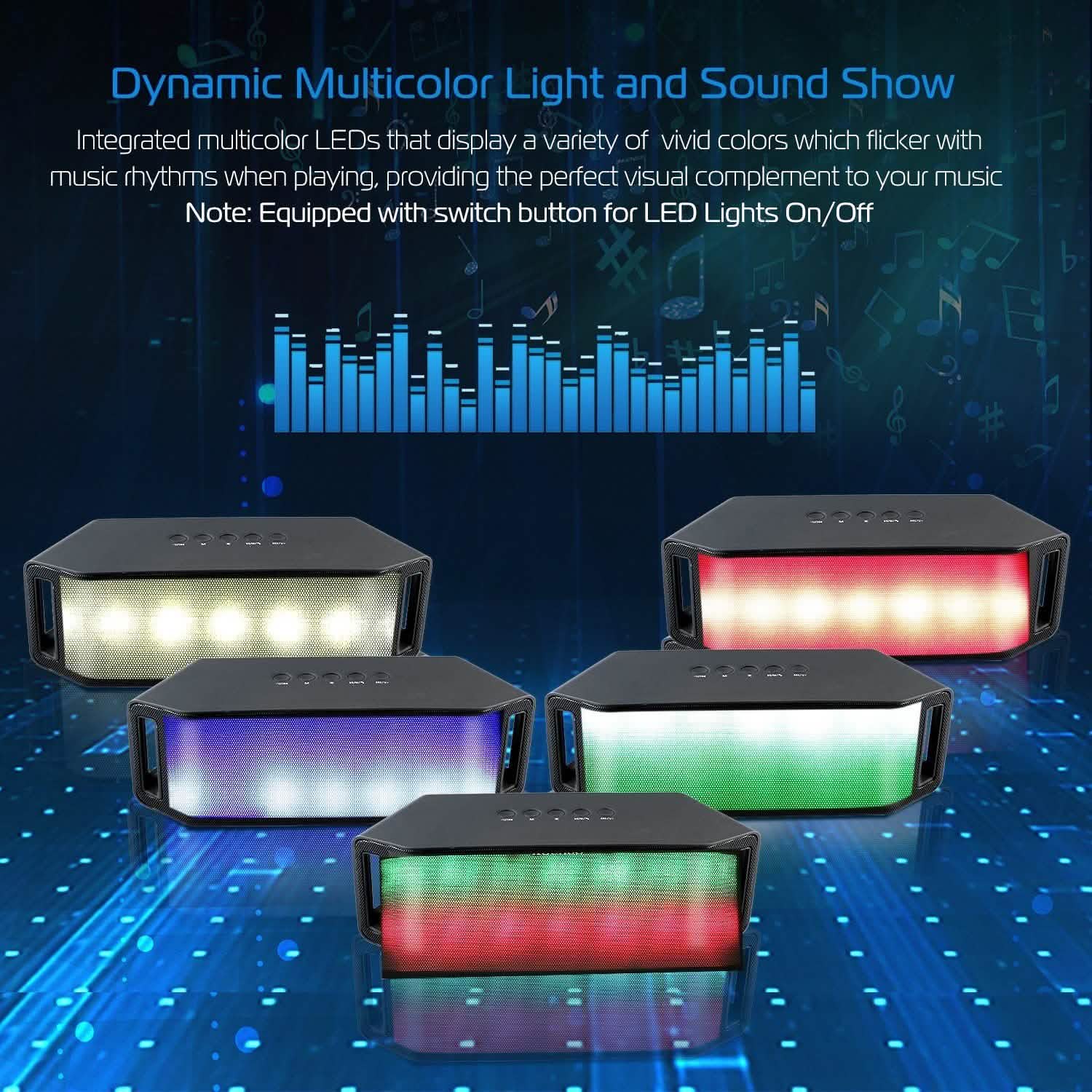 KOCASO LED Wireless Speaker Dynamic Multicolor Hands-Free Speakers - Tophatter Daily Deals